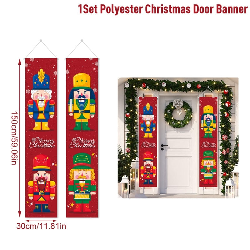 Christmas Door Decoration Merry Christmas Banner Decor for Home 2023 Hanging Christmas Ornament Navidad Happy New Year 2024 Gift acacuss