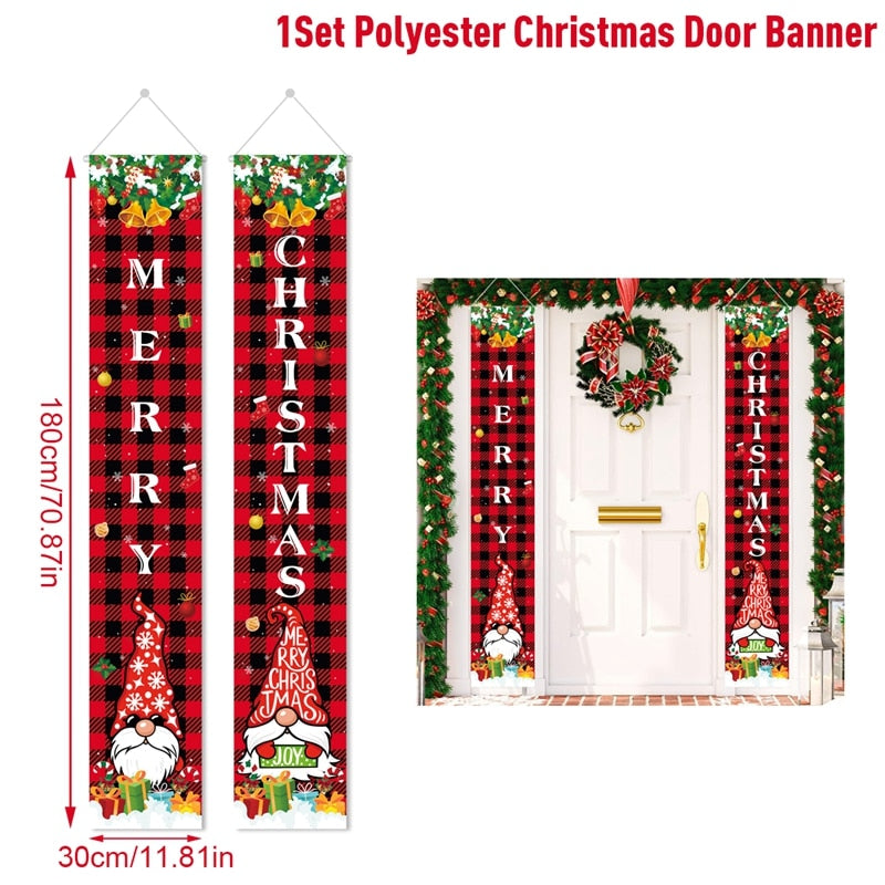 Christmas Door Decoration Merry Christmas Banner Decor for Home 2023 Hanging Christmas Ornament Navidad Happy New Year 2024 Gift acacuss