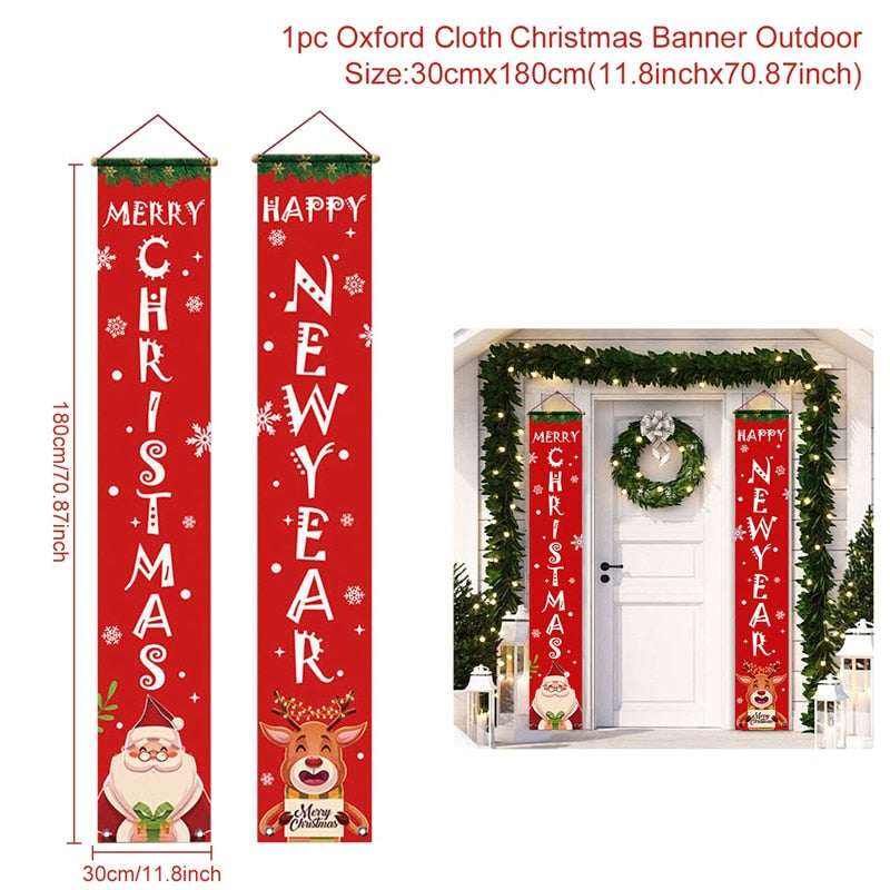 Christmas Door Decoration Merry Christmas Banner Decor for Home 2023 Hanging Christmas Ornament Navidad Happy New Year 2024 Gift acacuss