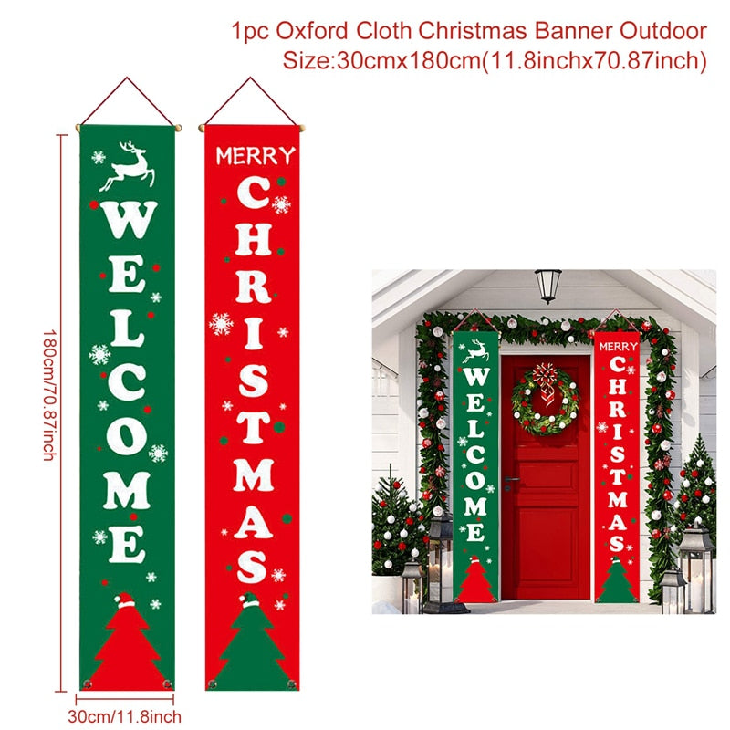 Christmas Door Decoration Merry Christmas Banner Decor for Home 2023 Hanging Christmas Ornament Navidad Happy New Year 2024 Gift acacuss