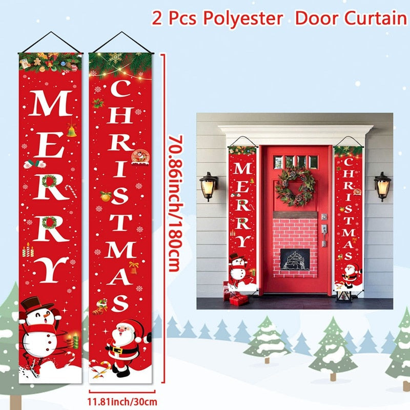 Christmas Door Decoration Merry Christmas Banner Decor for Home 2023 Hanging Christmas Ornament Navidad Happy New Year 2024 Gift acacuss