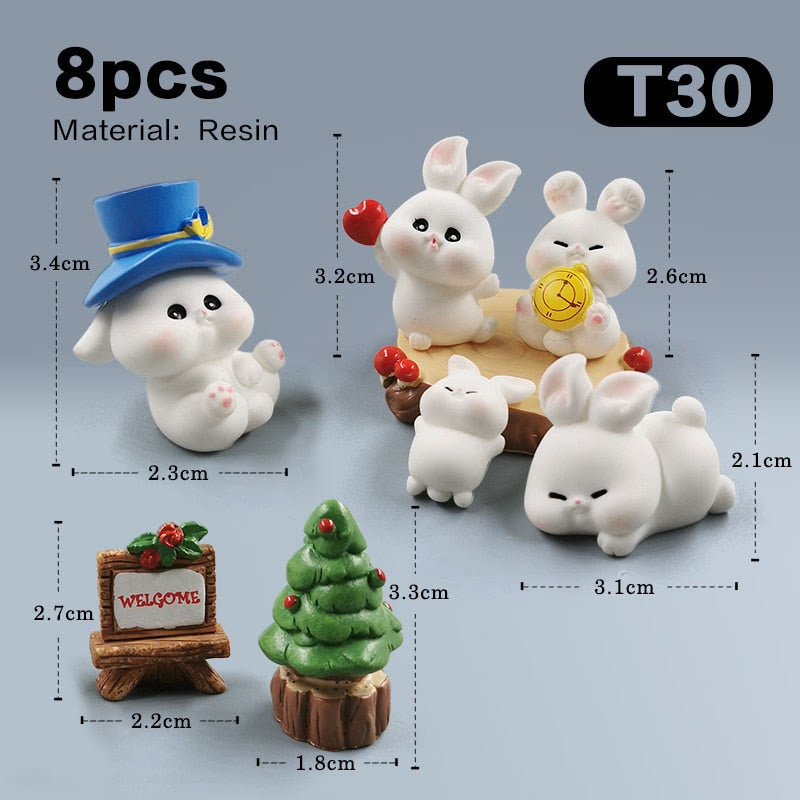 2023 Hot Christmas Easter Rabbit Figurine Landscape Home Kawaii Room Decor Miniature Fairy Garden Decoration Accessories Modern acacuss
