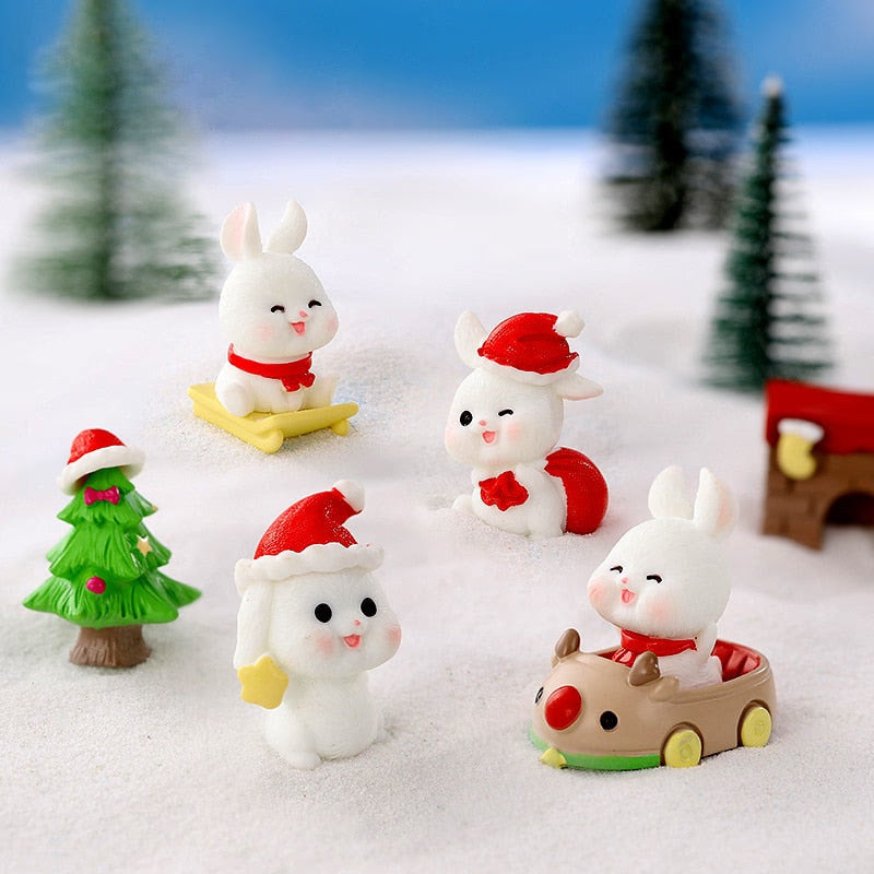 2023 Hot Christmas Easter Rabbit Figurine Landscape Home Kawaii Room Decor Miniature Fairy Garden Decoration Accessories Modern acacuss