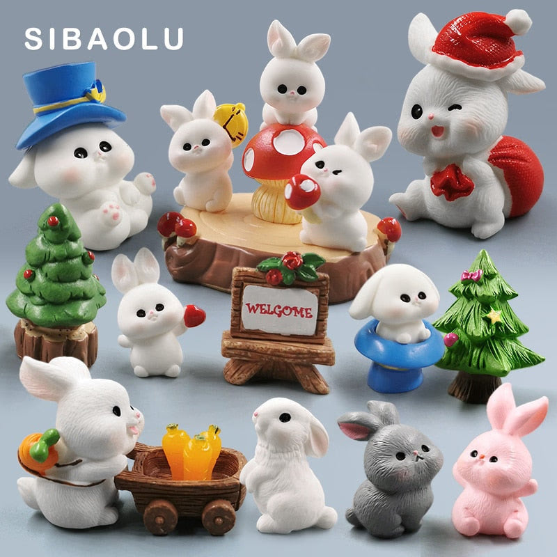 2023 Hot Christmas Easter Rabbit Figurine Landscape Home Kawaii Room Decor Miniature Fairy Garden Decoration Accessories Modern acacuss