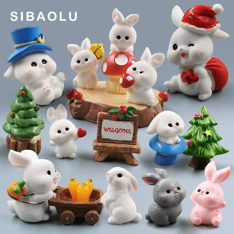 2023 Hot Christmas Easter Rabbit Figurine Landscape Home Kawaii Room Decor Miniature Fairy Garden Decoration Accessories Modern acacuss