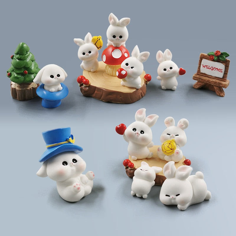 2023 Hot Christmas Easter Rabbit Figurine Landscape Home Kawaii Room Decor Miniature Fairy Garden Decoration Accessories Modern acacuss