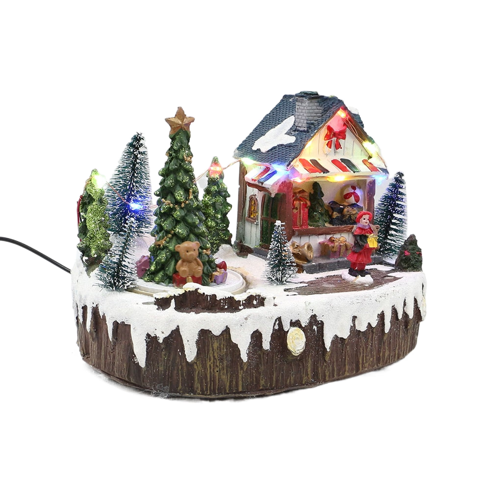 2024 New Arrival Christmas House Ornaments Revolving Christmas Tree / Figurines Resin Glowing And Music Playing Home Decorations acacuss