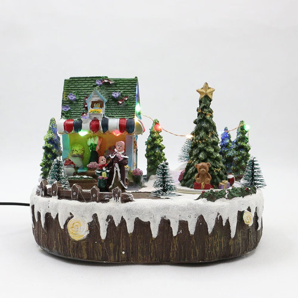 2024 New Arrival Christmas House Ornaments Revolving Christmas Tree / Figurines Resin Glowing And Music Playing Home Decorations acacuss