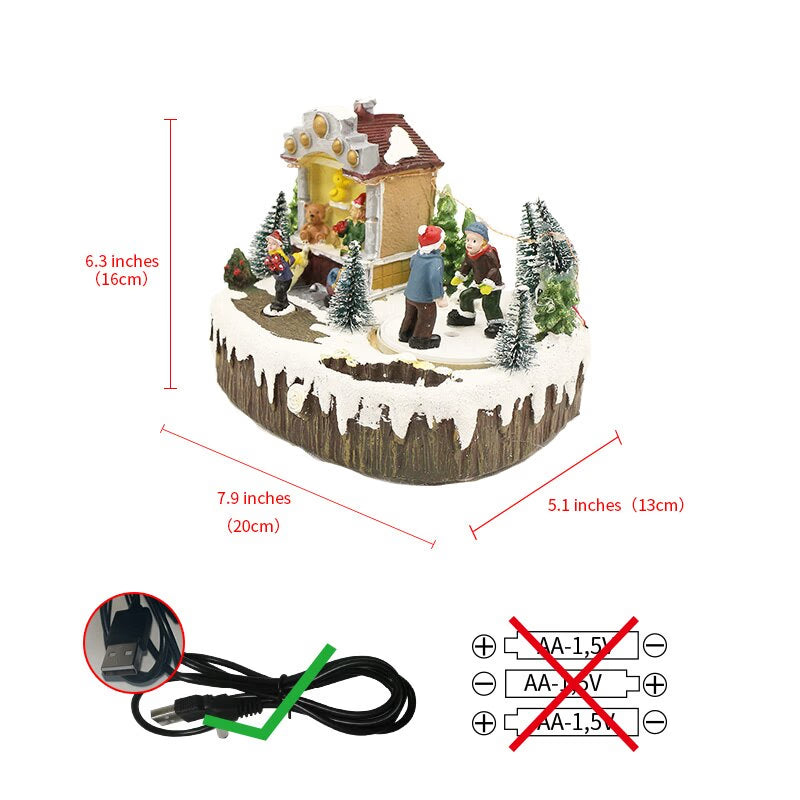2024 New Arrival Christmas House Ornaments Revolving Christmas Tree / Figurines Resin Glowing And Music Playing Home Decorations acacuss