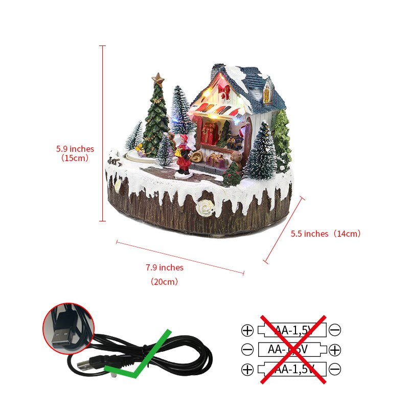 2024 New Arrival Christmas House Ornaments Revolving Christmas Tree / Figurines Resin Glowing And Music Playing Home Decorations acacuss