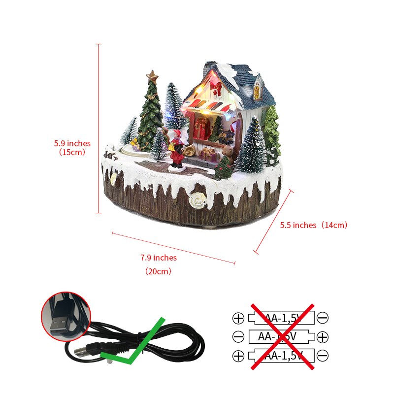 2024 New Arrival Christmas House Ornaments Revolving Christmas Tree / Figurines Resin Glowing And Music Playing Home Decorations acacuss