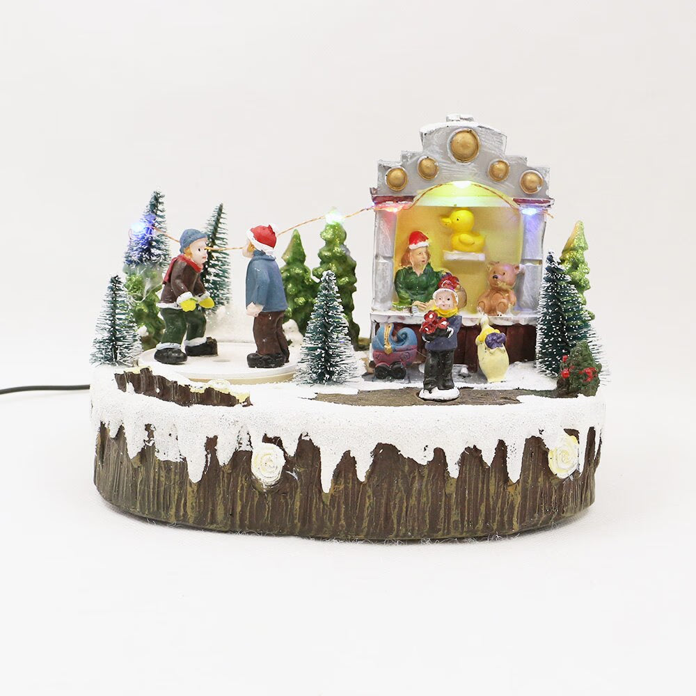 2024 New Arrival Christmas House Ornaments Revolving Christmas Tree / Figurines Resin Glowing And Music Playing Home Decorations acacuss