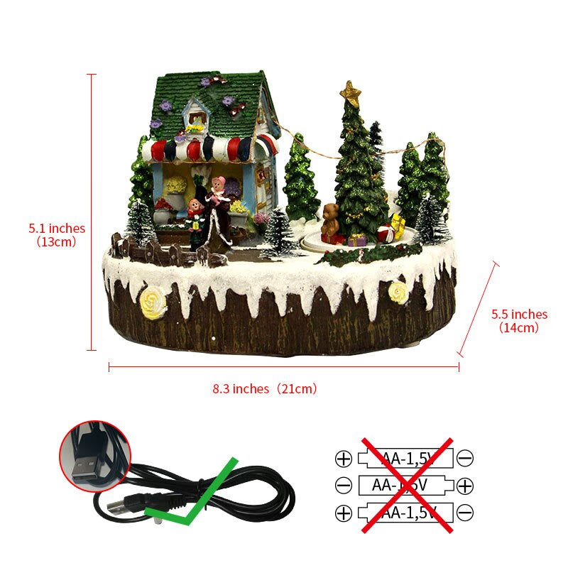 2024 New Arrival Christmas House Ornaments Revolving Christmas Tree / Figurines Resin Glowing And Music Playing Home Decorations acacuss
