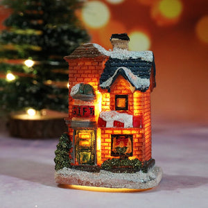 Christmas LED Light House Christmas Tree Decorations Resin Small House Micro Landscape Ornament Xmas Gift Home Decor Supplies acacuss