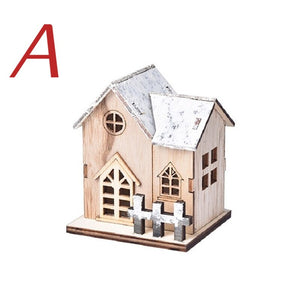 Christmas LED Light Wooden House Luminous Cabin Merry Christmas Decoration for Home Kids DIY Xmas Lighted Pendant Gift  New Year acacuss