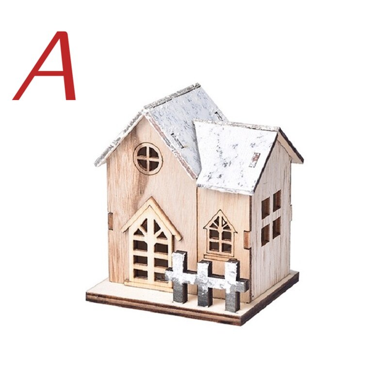 Christmas LED Light Wooden House Luminous Cabin Merry Christmas Decoration for Home Kids DIY Xmas Lighted Pendant Gift  New Year acacuss