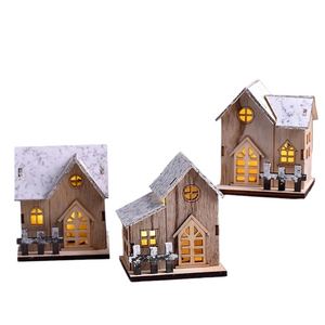 Christmas LED Light Wooden House Luminous Cabin Merry Christmas Decoration for Home Kids DIY Xmas Lighted Pendant Gift  New Year acacuss