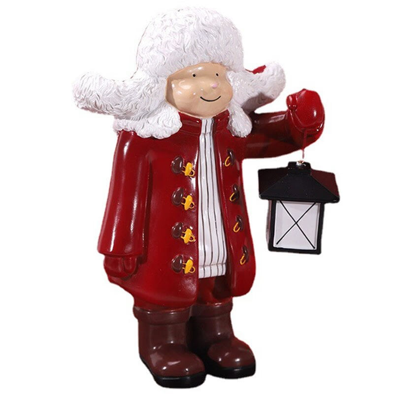 2023 Christmas Lantern Sculpture Garden Figurines Ornament Resin Lantern Props Children's Resin Statue Decoration New Year Gifts acacuss