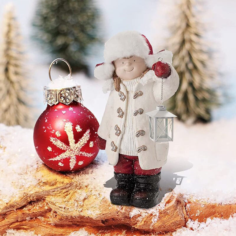 2023 Christmas Lantern Sculpture Garden Figurines Ornament Resin Lantern Props Children's Resin Statue Decoration New Year Gifts acacuss
