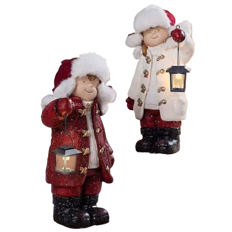 2023 Christmas Lantern Sculpture Garden Figurines Ornament Resin Lantern Props Children's Resin Statue Decoration New Year Gifts acacuss