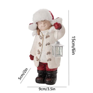 2023 Christmas Lantern Sculpture Garden Figurines Ornament Resin Lantern Props Children's Resin Statue Decoration New Year Gifts acacuss