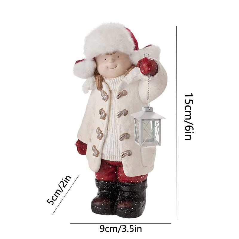 2023 Christmas Lantern Sculpture Garden Figurines Ornament Resin Lantern Props Children's Resin Statue Decoration New Year Gifts acacuss