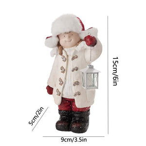 2023 Christmas Lantern Sculpture Garden Figurines Ornament Resin Lantern Props Children's Resin Statue Decoration New Year Gifts acacuss