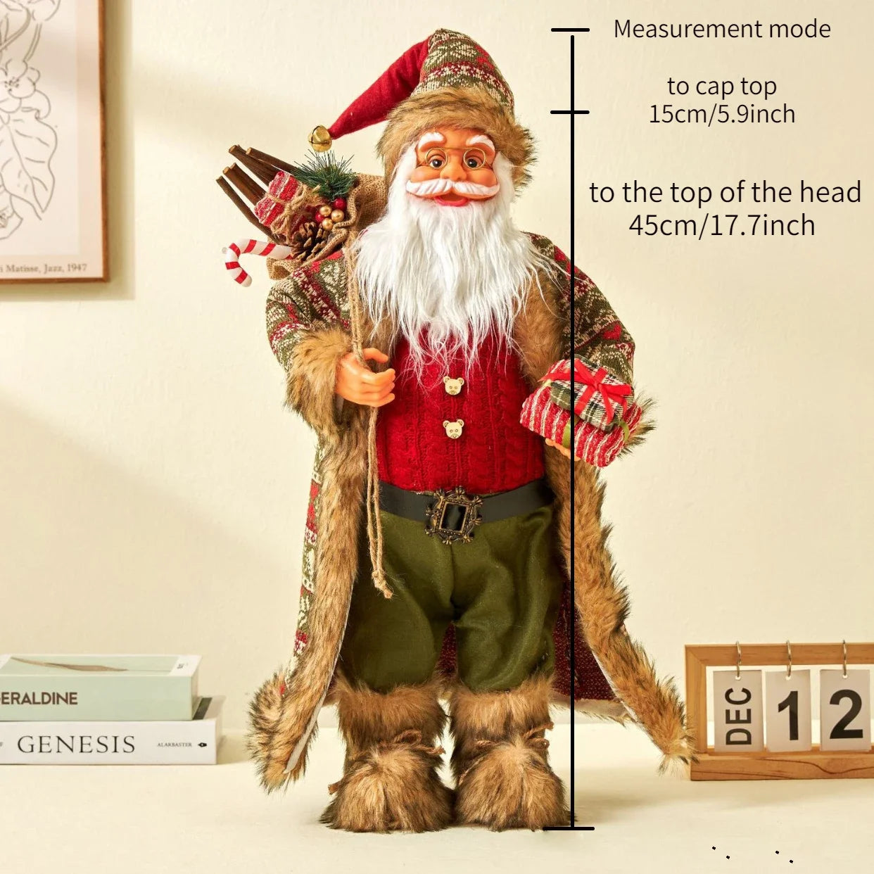 Christmas Large Santa Claus Dolls Ornaments Standing Santa Figurine Doll Christmas Home Decoration Kids Gift navidad home decor acacuss