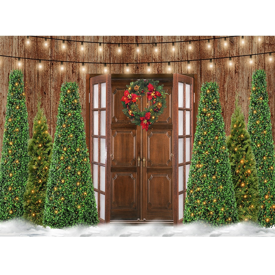 Christmas Photography Backdrop Photocall Window Tree Gift Baby Portrait Party Decor Background Photographic Photo Studio acacuss