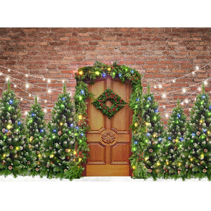 Christmas Photography Backdrop Photocall Window Tree Gift Baby Portrait Party Decor Background Photographic Photo Studio acacuss
