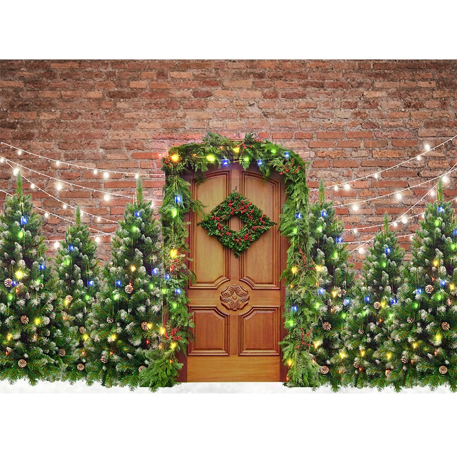 Christmas Photography Backdrop Photocall Window Tree Gift Baby Portrait Party Decor Background Photographic Photo Studio acacuss