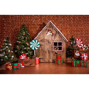 Christmas Photography Backdrop Photocall Window Tree Gift Baby Portrait Party Decor Background Photographic Photo Studio acacuss