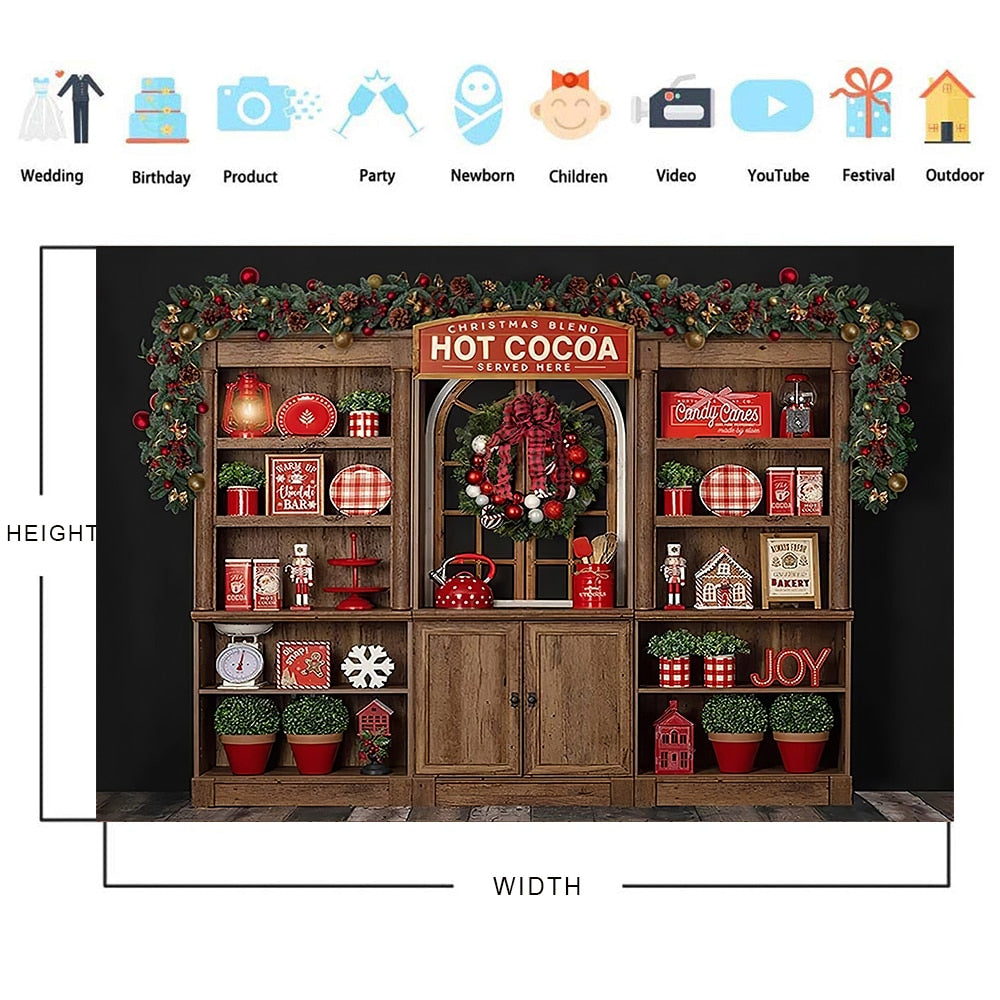 Christmas Photography Backdrop Photocall Window Tree Gift Baby Portrait Party Decor Background Photographic Photo Studio acacuss