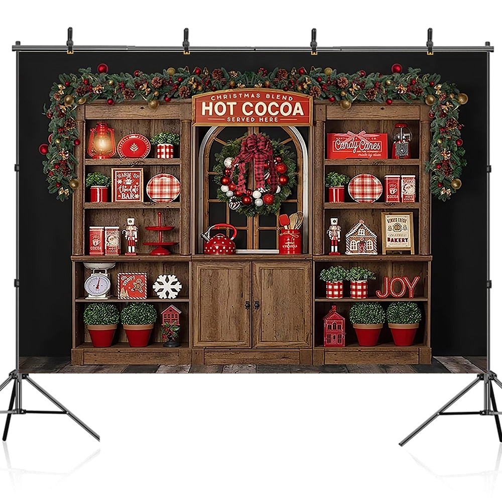 Christmas Photography Backdrop Photocall Window Tree Gift Baby Portrait Party Decor Background Photographic Photo Studio acacuss