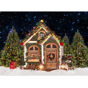 Christmas Photography Backdrop Photocall Window Tree Gift Baby Portrait Party Decor Background Photographic Photo Studio acacuss