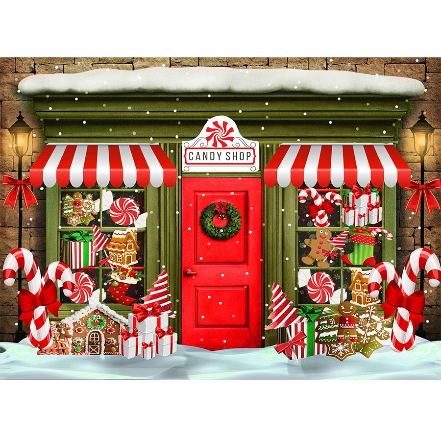 Christmas Photography Backdrop Photocall Window Tree Gift Baby Portrait Party Decor Background Photographic Photo Studio acacuss