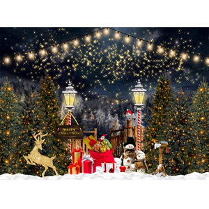 Christmas Photography Backdrop Photocall Window Tree Gift Baby Portrait Party Decor Background Photographic Photo Studio acacuss