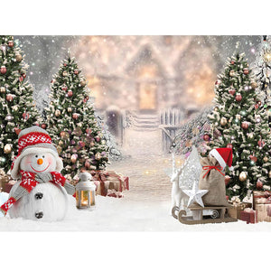 Christmas Photography Backdrop Photocall Window Tree Gift Baby Portrait Party Decor Background Photographic Photo Studio acacuss