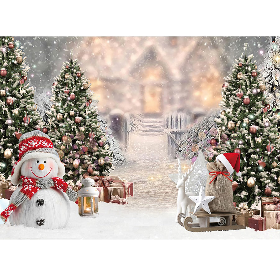 Christmas Photography Backdrop Photocall Window Tree Gift Baby Portrait Party Decor Background Photographic Photo Studio acacuss