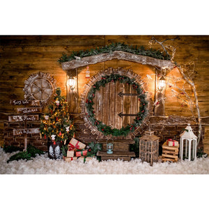Christmas Photography Backdrop Photocall Window Tree Gift Baby Portrait Party Decor Background Photographic Photo Studio acacuss