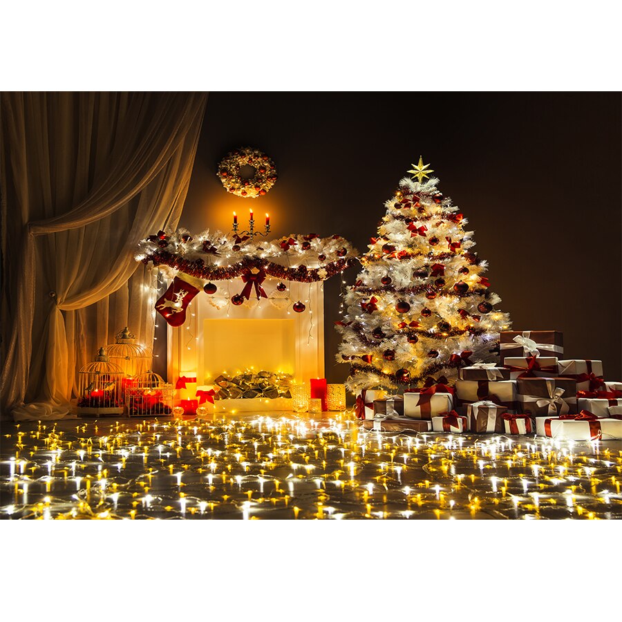Christmas Photography Backdrop Photocall Window Tree Gift Party Decor Background Portrait Photographic Kids Photo Studio acacuss