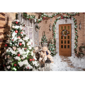 Christmas Photography Backdrop Photocall Window Tree Gift Party Decor Background Portrait Photographic Kids Photo Studio acacuss