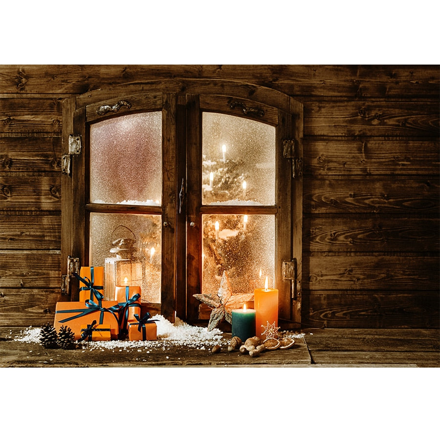 Christmas Photography Backdrop Photocall Window Tree Gift Party Decor Background Portrait Photographic Kids Photo Studio acacuss