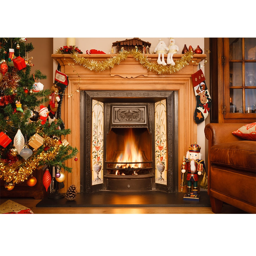 Christmas Photography Backdrop Photocall Window Tree Gift Party Decor Background Portrait Photographic Kids Photo Studio acacuss