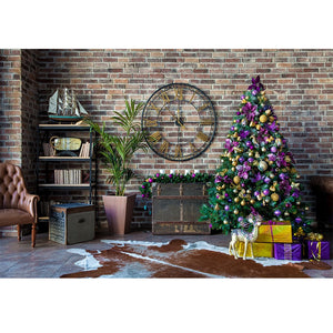 Christmas Photography Backdrop Photocall Window Tree Gift Party Decor Background Portrait Photographic Kids Photo Studio acacuss