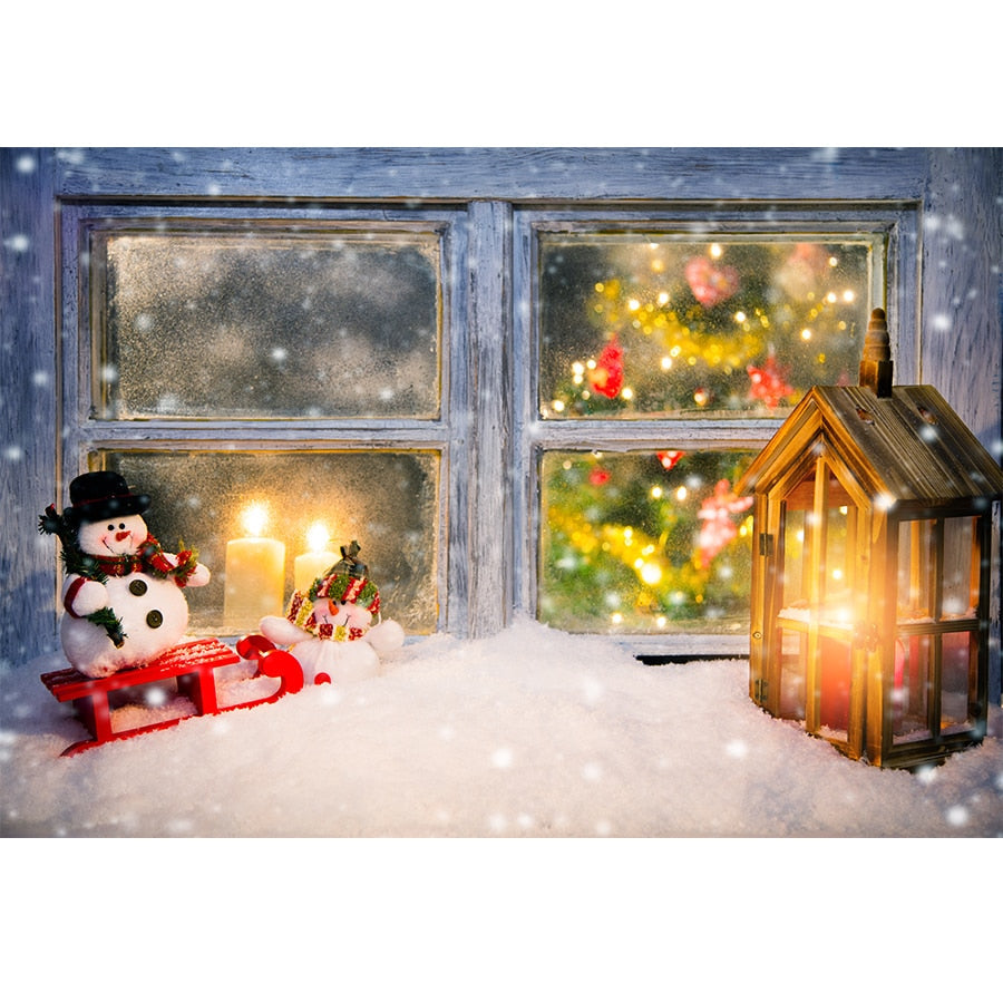 Christmas Photography Backdrop Photocall Window Tree Gift Party Decor Background Portrait Photographic Kids Photo Studio acacuss