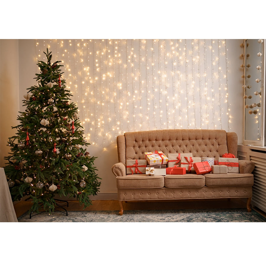 Christmas Photography Backdrop Photocall Window Tree Gift Party Decor Background Portrait Photographic Kids Photo Studio acacuss