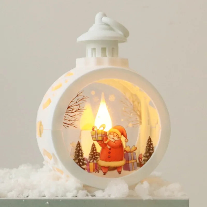 Christmas Portable Lamp Santa Claus Snowman Small Night Light Lantern LED Lights Christmas Supplies Home Decor Desk Accessories acacuss