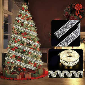 Christmas Ribbon Fairy Light Christmas Decoration DIY Bows String Light Tree Ornaments For Home 2023 Xmas Decor New Year Navidad acacuss