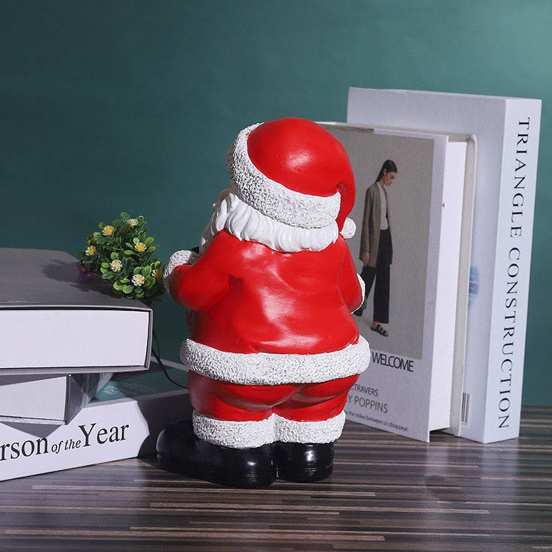 Christmas Santa Claus Figure Statues Resin Crafts Vase Sculpture Desktop Festival Ornament Living Room Interior Home Decor Gift acacuss